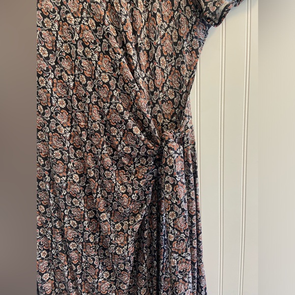 Boden Tie Front Midi Dress Short Sleeve Black Floral Paisley All Over Print 20R - Picture 4 of 14